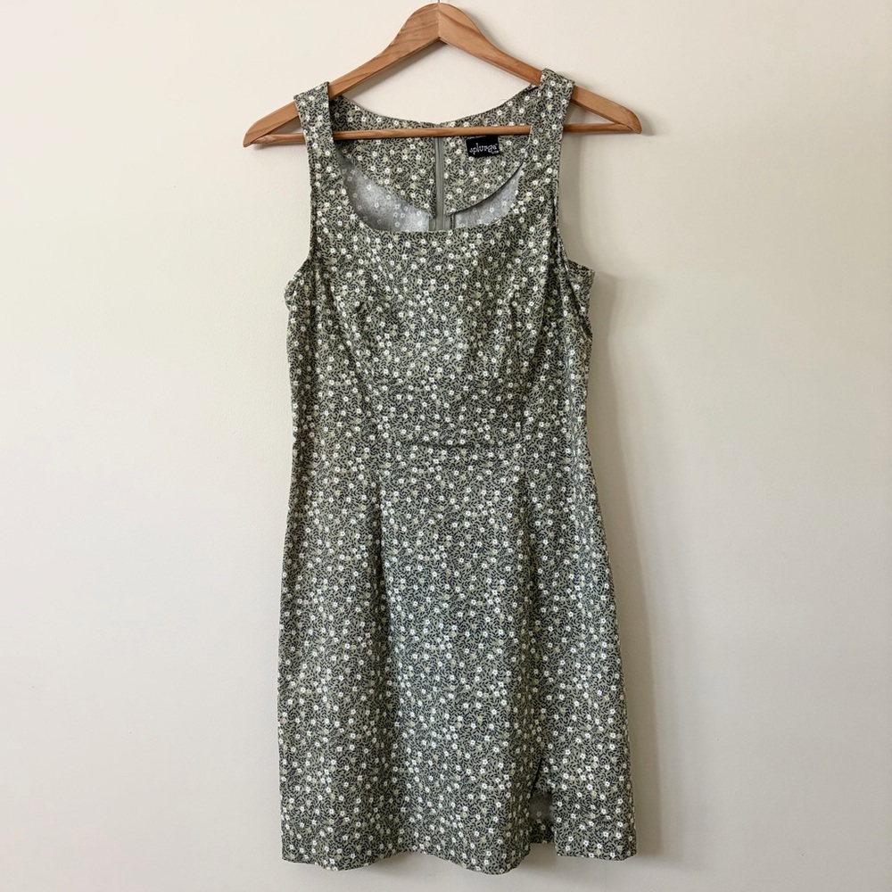 90s Y2K Splurge by ISB Olive Green Floral Mini Dress